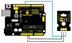 Connection schematic for the Arduino UNO and Keyestudio IR receiver Connection schematic for the Arduino UNO and Keyestudio IR receiver