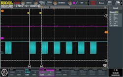 Logical ‘0’ bit timeframe measured via Cursor tools Logical ‘0’ bit timeframe measured via Cursor tools