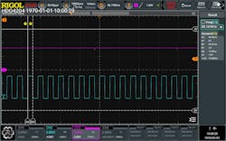Carrier frequency value and ½T timeframe measured via Freq and Cursor tool Carrier frequency value and ½T timeframe measured via Freq and Cursor tool