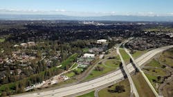 Aerial photo of Silicon Valley, looking down the valley Aerial photo of Silicon Valley, looking down the valley