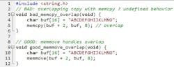 Using memcpy on overlapping ranges instead of memmove Using memcpy on overlapping ranges instead of memmove
