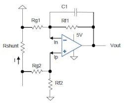 Low-side current-sensing circuit using the TSZ901 op amp Low-side current-sensing circuit using the TSZ901 op amp