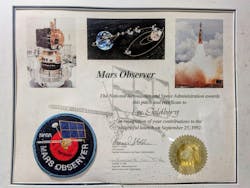 Mars Global Surveyor certificate Mars Global Surveyor certificate