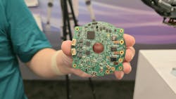 Demo board mounted on the robot’s hand to control the fingers Demo board mounted on the robot’s hand to control the fingers