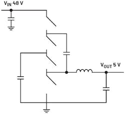 Hybrid converter replaces the transformer with a charge pump Hybrid converter replaces the transformer with a charge pump