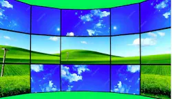 Front windshield replaced with a large-screen tiled video display Front windshield replaced with a large-screen tiled video display