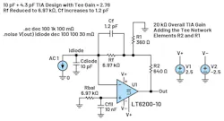 Updated TIA design using a tee network with Cf targeted at 1.2 pF Updated TIA design using a tee network with Cf targeted at 1.2 pF