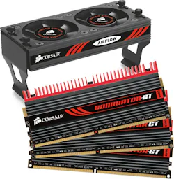 3. Corsair's Dominator DRAM comes with its own fans to keep memory cool. 3. Corsair's Dominator DRAM comes with its own fans to keep memory cool.