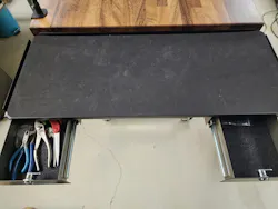 I used hard-drive magnets to attach two small drawers under the desk extention tray. Pretty handy. I used hard-drive magnets to attach two small drawers under the desk extention tray. Pretty handy.