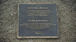 The bronze glacier memorial plaque in Okjokull. The bronze glacier memorial plaque in Okjokull.