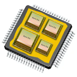 2. An illustrated example showing a multichip module (MCM) integrating multiple bare die in a single package. 2. An illustrated example showing a multichip module (MCM) integrating multiple bare die in a single package.