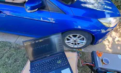 Testing the nylon device (top), material keeps working even after being run over by a car multiple times (bottom) Testing the nylon device (top), material keeps working even after being run over by a car multiple times (bottom)