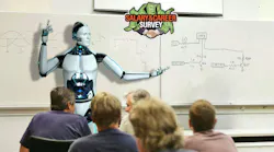 Robot pointing to logic diagram