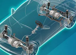 Intelligent chassis includes an integrated steering, braking, and suspension architecture
