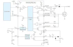 Only a few external, passive components (and a few diodes) are needed in a typical circuit