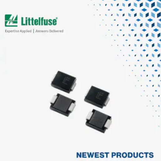 Littelfuse's TP5.0SMD-FL FlatSuppressX TVS Diodes, Now at Mouser