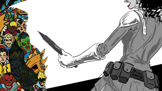 I hand-drew everything except the AI generated bad guy.