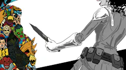 I hand-drew everything except the AI generated bad guy.