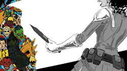 I hand-drew everything except the AI generated bad guy.