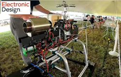 7. Closeup of Xtreme Aerial Concepts' helicopter, with turbine design and machine work done by Peter Jakadofsky. Notice the turbine's exhaust is facing forward, acting as an aero brake, in trade for shorter driveshafts.
