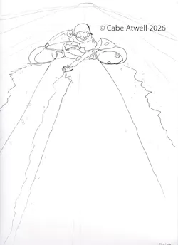 The morning cartoon I drew for my son that inspired the whole thing. Drawn on paper!