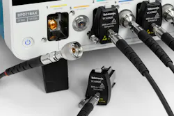 Close-up of the DPO718AX front-panel inputs
