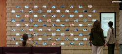 Tiny screens on the wall display a coordinated show