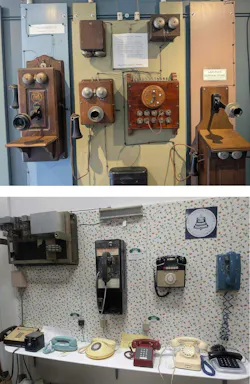 Collection of handsets at the museum