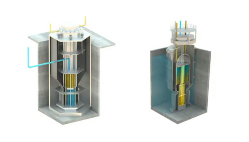 Figure 1: Cross-sectional views of SMR concepts, highlighting internal structure and configuration. (Image Credit: Illustration courtesy of Idaho National Laboratory)