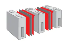 Figure 1. Adhesive tapes are widely used to insulate, protect, and secure lithium-ion battery cells within a pack.